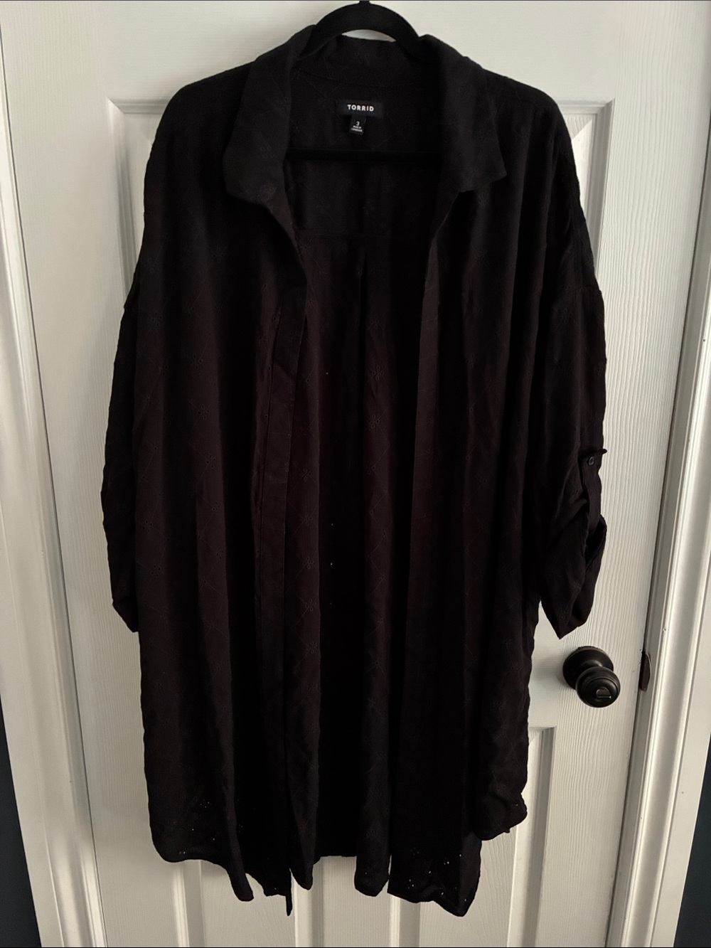 torrid Black Casual Open Front Button-Down Shirt